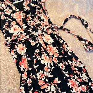 Liz Claiborne Black and Pink Floral Maxi Dress